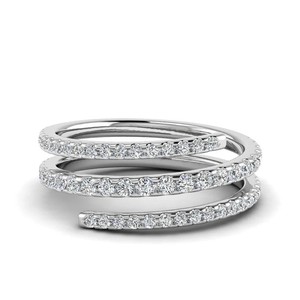 Elegant Multi Layer Diamond Spiral <b>Ring</b> – 18K White Gold <b>Open</b> Wrap Band for Women 18K White Gold Diamond Spiral Wrap <b>Ring</b> – Mult - Product Image 1