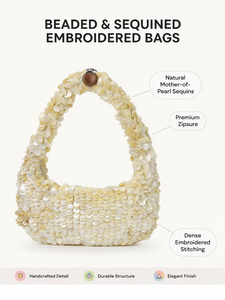 Sac de soirée brodé à la main avec perles et paillettes, sac artisanal de luxe pour la vente en gros et au détail aux boutiques - Product Image 6