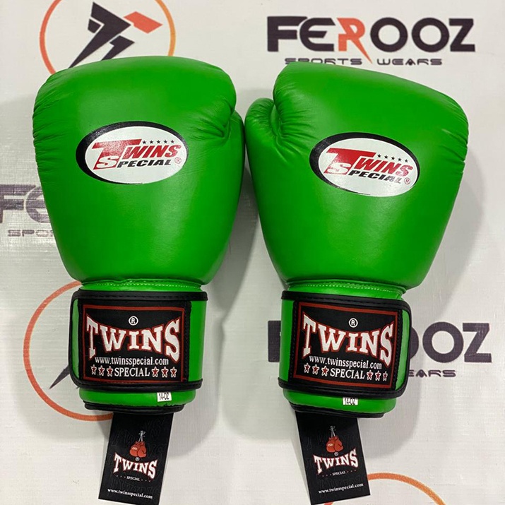 Genuine Leather Twins Light Green Boxing Gloves for Muay Thai, MMA