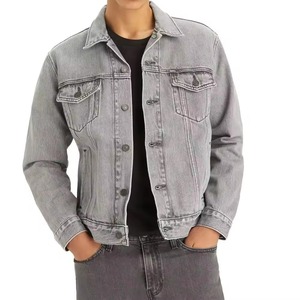 High Quality Denim <b>Jacket</b> for <b>Men</b> Custom Logo Casual Streetwear Riding Style Jeans Outerwear Customized logo <b>Men's</b> Casual <b>Jacket</b> - Product Image 2