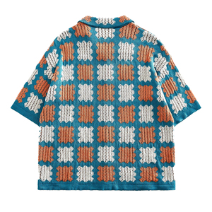 Camisa de Playa Casual de Manga Corta con Botones para Hombre, Tejida en Algodón Transpirable, con Diseño de Cuadrados Granny Vintage, la Más Vendida de 2026 - Product Image 2