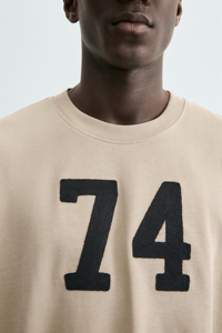 T-shirt surdimensionné pour homme 100% coton col rond manches courtes numéro 74 imprimé décontracté streetwear - Product Image 6
