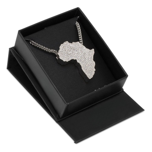 Collier pendentif carte d'Afrique en moissanite, chaîne en argent plaqué or 18 carats, bijoux unisexe, cadeau d'anniversaire - Product Image 3