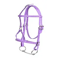 Licol d'entraînement sans mors en cuir violet, réglable, avec corde de bridage latérale, accessoires d'entraînement pour chevaux, fabriqué en Inde, taille unique