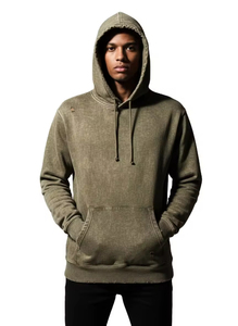 Wholesale Custom <b>Men's</b> Heavyweight Cotton Distress Hoodie Vintage Acid Wash with Sun Faded Effect Plus Size Winter Wear - Product Image 5