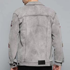 Veste en jean vintage pour homme, 100 % coton, style patchwork, boutons dissimulés sur le devant, motifs imprimés personnalisés, OEM - Product Image 6