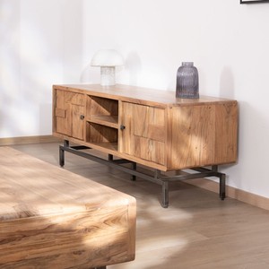 Vandana Silver Core <b>design</b> <b>TV</b> <b>unit</b> in acacia and metal Puzzle 150 cm - Product Image 3