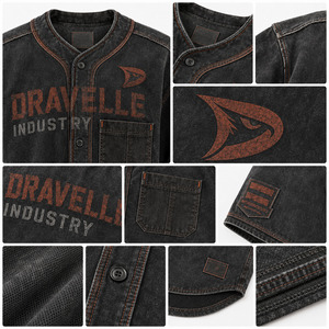 Maillot de baseball Dravelle Industry pour garçons, manches courtes, boutons sur le devant, en polyester délavé, impression de logo, nom d'équipe personnalisé - Product Image 6