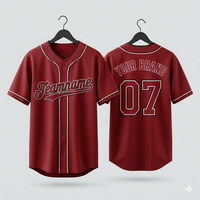 Jersey Baseball 100% Poliester Pria Dewasa Seragam Softball Custom Warna Solid Sablon Anti-Bakteri Lengan Pendek