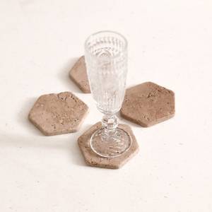 Posavasos hexagonales de mármol travertino, elegante decoración para mesa de comedor, juego de 6 de piedra natural - Product Image 3