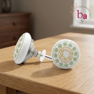Ba Porcelain Cabinet <b>Knob</b> Round Modern Flower Design for Home Office and Bathroom Furniture Easy Installation - Product Image 1