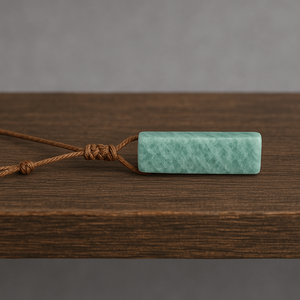 Amazonite Aura Natural Crystal Pendant Necklace with Adjustable <b>Rope</b> <b>Chain</b> for Men and Boys - Product Image 5