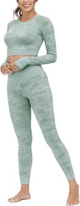 Conjunto de Yoga de 2 Piezas para Mujer, Top con Cierre Frontal y Pantalones de Cintura Alta, Ropa Deportiva Elástica y Transpirable para Entrenamiento, Gimnasio y Ejercicio - Product Image 4