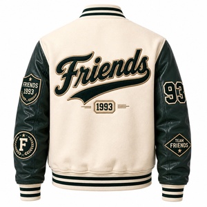 Veste universitaire en cuir vert clair pour homme, avec patch brodé personnalisé, style preppy, pour l'automne - Product Image 6
