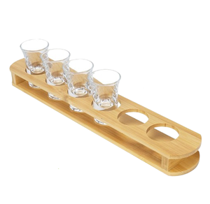 Bandeja Portavasos de Madera de Pino Ecológica con Diseño Moderno Europeo en Color Quemado para Fiestas, Restaurantes y Bares - Product Image 2