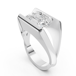 <b>Emerald</b> Cut Moissanite Modern Open Band Statement <b>Ring</b> for Women Wedding Anniversary 925 Sterling <b>Silver</b> Fine Jewelry Wholesale - Product Image 4