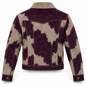 Veste Western Homme Personnalisée en Cuir de Vachette à Poils Couleur Aubergine Violet Taupe, Col Pointu, Manteau de Cowboy Ranch, Vêtement d'extérieur Premium, Vente en Gros OEM - Product Image 2