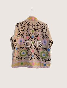 Abrigo Bohemio Bordado con Flores, Manga Larga, Cuello Mandarín, Talla Grande, Ropa de Abrigo Otoñal para Mujer - Product Image 2