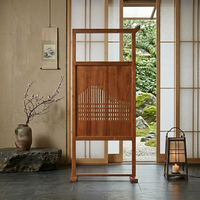 Paravent pliant en teck de style Japandi minimaliste, design moderne et durable pour salon et usage domestique
