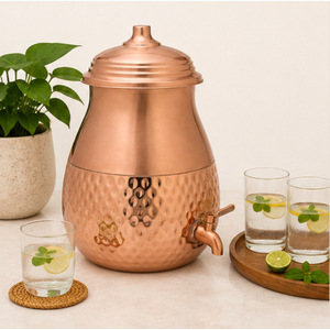Distributeur d'eau en cuivre pur de qualité supérieure, Matka martelé artisanal avec robinet anti-fuite pour les bienfaits ayurvédiques et la maison - Product Image 4