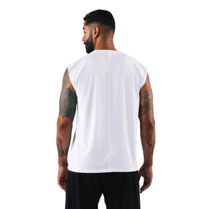 Camiseta sin mangas para hombre, camiseta ligera para entrenamiento en el gimnasio, chaleco de entrenamiento holgado, ropa deportiva transpirable, color blanco - Product Image 4