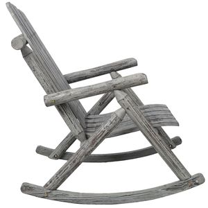 Silla Mecedora de Madera Resistente Color Gris Claro para Porche, Silla Mecedora de Madera de Abeto para Patio Exterior - Product Image 6