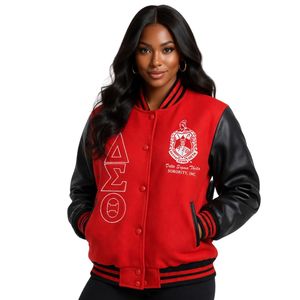 Giacca in Lana Delta Sigma Theta per Donne, Vestibilità Comoda, Tessuto Premium, Abbigliamento Casual per Confraternite Greche - Product Image 1
