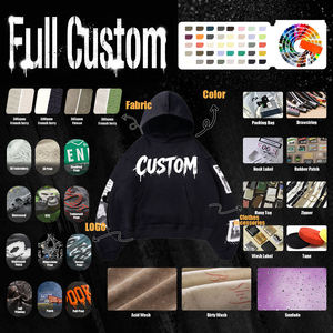 Sudadera con capucha extragrande personalizada con logotipo, para hombre, negra, de algodón tejido, informal, para otoño. - Product Image 5