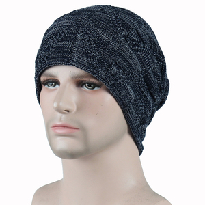 Bonnet en tricot noir pour homme, bonnet d'hiver décontracté uni, bonnet en tricot à la machine - Product Image 2