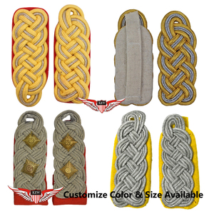 KEW Customize Light Yellow Bullion Wire <b>Braided</b> Epaulettes Shoulder Boards Durable Garment <b>Accessory</b> - Product Image 5