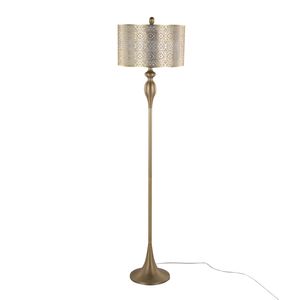 Lámpara de pie contemporánea de metal Grandview Gallery Ashland de 63 pulgadas con metal dorado cortado con láser y pantalla de lino blanco roto - Product Image 1