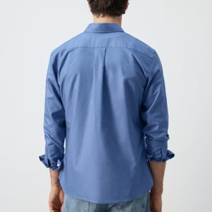 Mens Formal Solid Breathable Quick Dry Anti-Wrinkle Yarn Dyed Sustainable 100% Organic Cotton Turn-<b>down</b> Collar Full Sleeve Shirt - Product Image 5