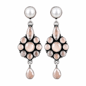 MOQ Available <b>Oxidized</b> Silver Drop Earrings Brass Flower Trendy Onyx Women's Jewelry Wholesale Bulk Supplier ARTS JEWELS JS-141 - Product Image 1