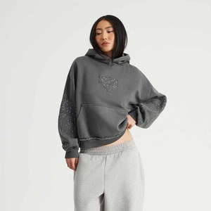 Women Oversized Hoodie Embroidered <b>Heart</b> Design Drop-Shoulder Solid Color Cotton Knitted <b>Sweatshirt</b> Autumn Casual Wear - Product Image 6