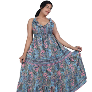 Robe longue en polyester à imprimé cachemire pour femme, col bénitier, fabriquée par [Nom du fabricant] - Product Image 1