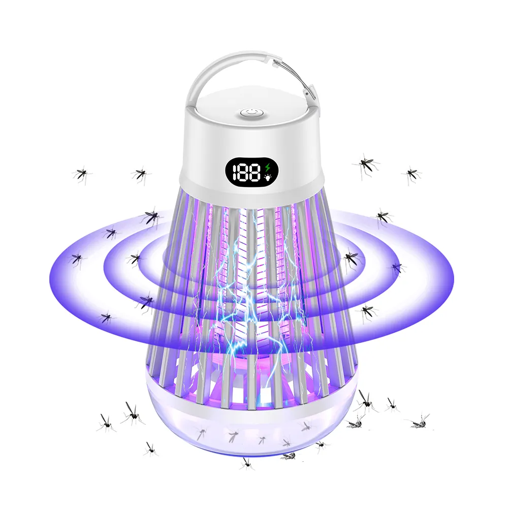 2023 New Outdoor Camping USB Rechargeable Portable LED Bugs Trap Bug Zapper Light Bulb 2 in 1 UV Lamp Electric Mosquito Killers