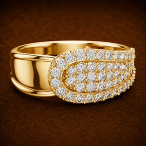 Round Cut Lab Grown Diamond <b>Ring</b> 14K 18K Solid Gold Luxury Buckle Belt Pave Diamond <b>Ring</b> For <b>Mens</b> Custom Fine Jewelry Wholesale - Product Image 1