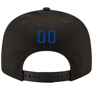 Casquette Snapback Unisexe Ajustable à 6 Panneaux en Tissu Satiné avec Boutons Brodés Noir et Or Royal Personnalisés - Product Image 3