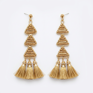 Handmade Wholesale Custom OEM ODM Iron Thread Maroon Tassel <b>Chandelier</b> Earrings DECORYUG - Product Image 2