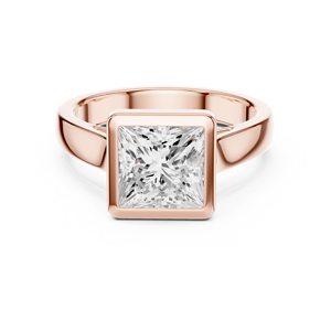 2CT 18K Rose Gold Princess Cut Lab Grown Diamond Bezel Modern Engagement Ring Custom Fine Jewelry Wedding Ring IGI Certified - Product Image 1