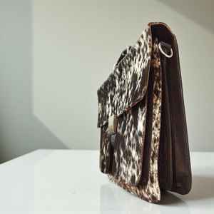 Maletín de Cuero Genuino Vintage con Pelo para Portátil, Bolso de Negocios, Maletín de Mensajero, Bolso de Mano, Bolso de Oficina para Ordenador Portátil LPBH-0008 - Product Image 5