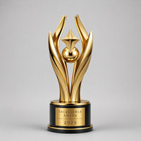 Trofeos Metálicos Antiguos Creativos Tradicionales Modernos Personalizados, Fabricante de Premios de Aleación de Zinc Chapados en Oro con Impresión UV y Grabado 3D