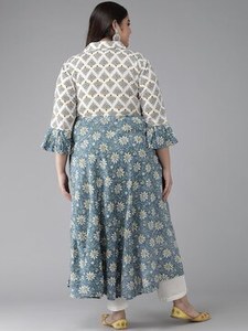 Camisa Anarkali de Rayón con Estampado Floral para Mujer, Talla Grande, Cuello Camisero, Manga Tres Cuartos, Ropa Étnica Multicolor, Venta al Por Mayor - Product Image 4