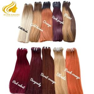 Vente en gros 100% brut vietnamien droite Remy cheveux humains 8 pouces étiré longueur couleur-prêt Machine Double trame - Product Image 4