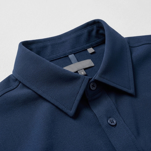 Camisas de Trabajo Técnicas Personalizadas para Hombre, Color Azul Marino, Tejido Elástico de Alto Rendimiento, Corte Ajustado, Transpirables, con Doble Bolsillo, para Primavera - Product Image 4