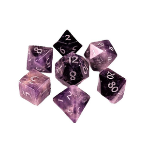 High quality stone dice crystal Lepidolite crystal reiki healing gemstones <b>Engraved</b> custom dice set Vikings - Product Image 1
