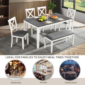 Set da Pranzo Moderno per 6 Persone, Tavolo con 6 Sedie in Legno per Sala da Pranzo e Cucina, Elegante Tavolo da Pranzo per 6 Persone - Product Image 3