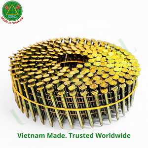 2.1x32mm Zinc Yellow-Chromate Plated Coil Pallet <b>Nails</b> Flat/Checkered Head & Smooth Shank from Vietnam | clavo en rollo - Product Image 1