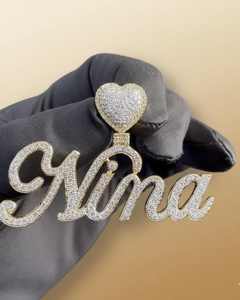 Pendentif Cœur Personnalisé Sertie de Moissanite VVS, Pendentif Prénom, Bijoux Hip Hop, Pendentif en Argent 925, Breloques Initiales pour Cadeau - Product Image 5