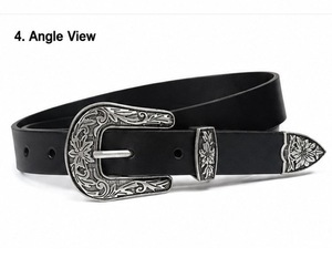 Ceinture en cuir fini à la main - Boucle carrée - Largeur 35 mm - Haute résistance et durabilité - De Divine International - Product Image 5